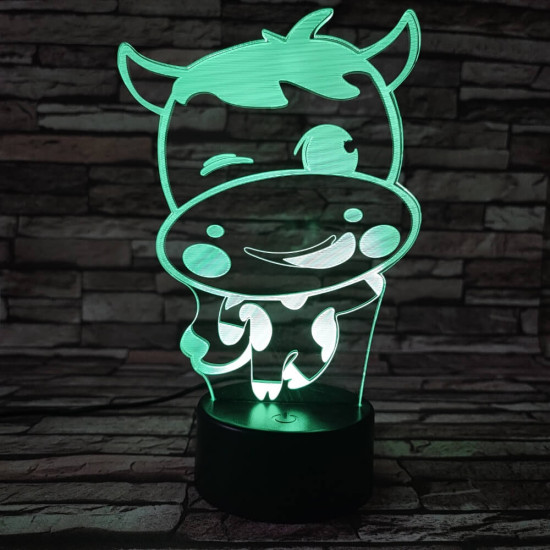 Tehén 2 7 színű 3D led lámpa