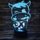 Tehén 2 7 színű 3D led lámpa
