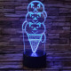 Cica Fagyi 7 színű 3D led lámpa