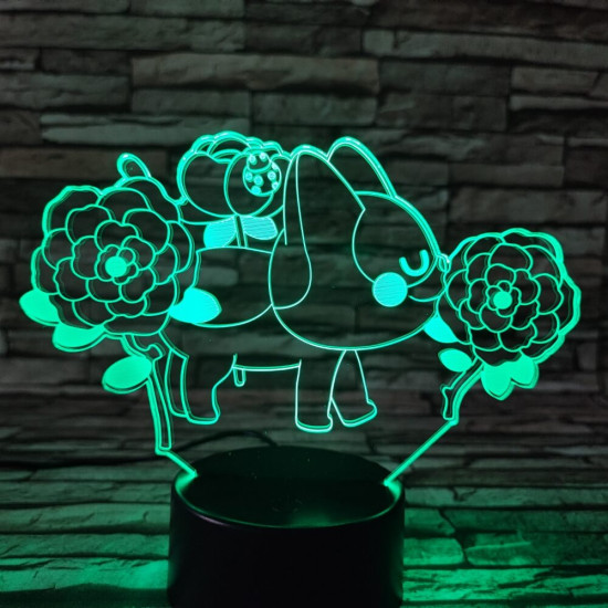 Cica és a virágok 3D led lámpa