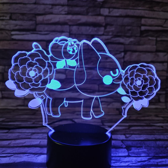 Cica és a virágok 3D led lámpa