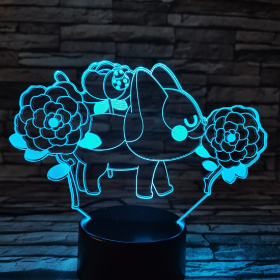 Cica és a virágok 3D led lámpa