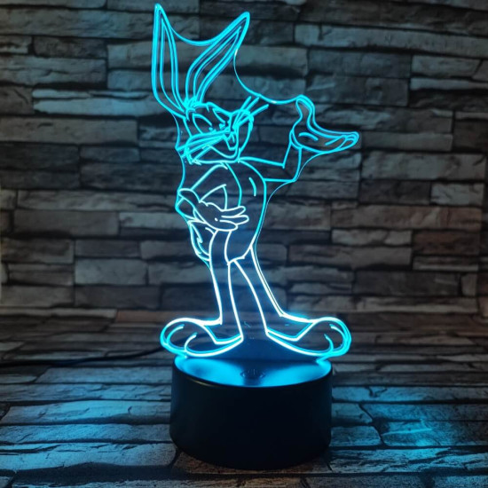 Nyuszi Tapsi Hapsi  7 színű 3D led lámpa