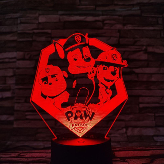 Mancs őrjárat csapat 7 színű 3D led lámpa