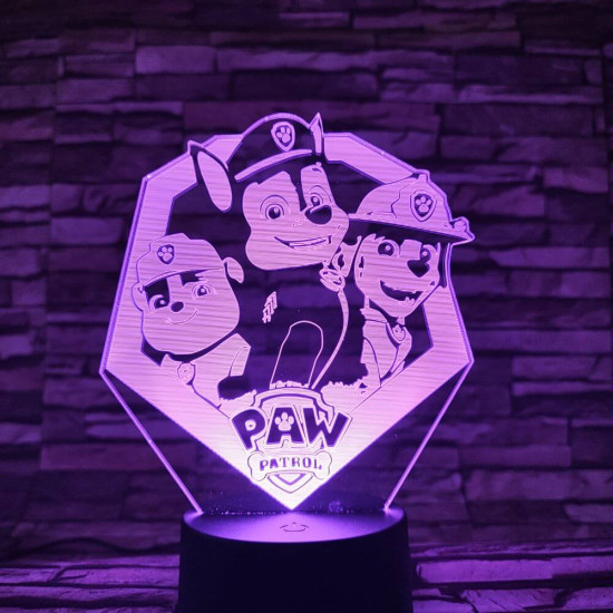 Mancs őrjárat csapat 7 színű 3D led lámpa