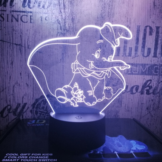 Bébi elefánt & kisegér 7 színű 3D led lámpa