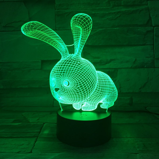 Nyuszi 2 7 színű  3D led lámpa