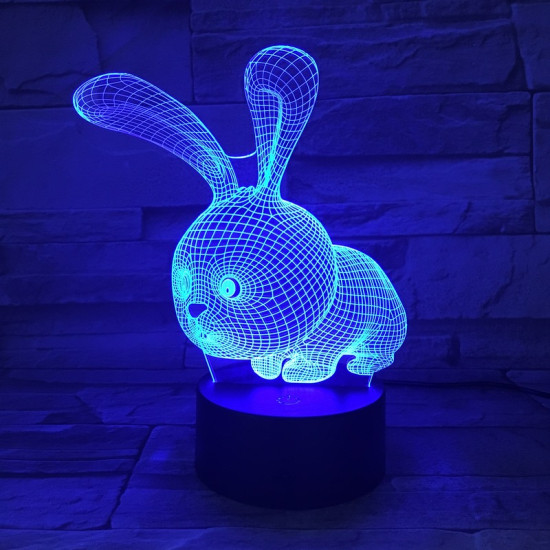 Nyuszi 2 7 színű  3D led lámpa