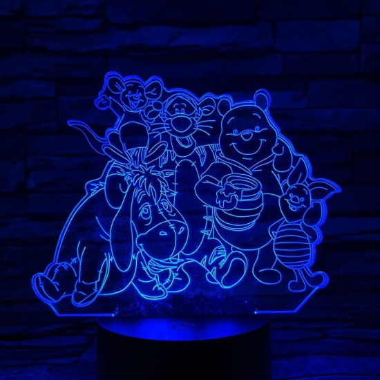 Maci és társai 7 színű 3D led lámpa