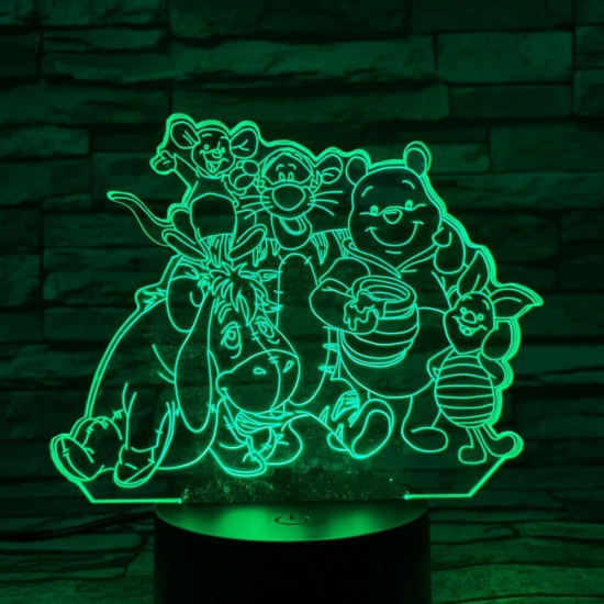 Maci és társai 7 színű 3D led lámpa