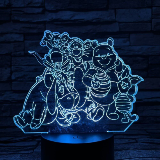 Maci és társai 7 színű 3D led lámpa