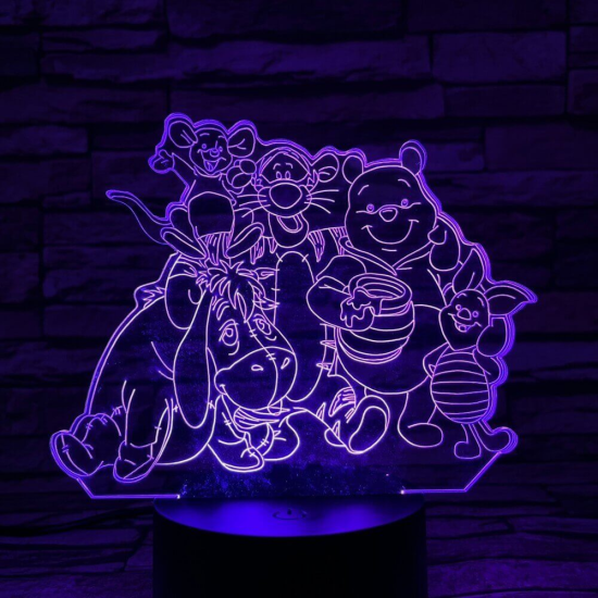 Maci és társai 7 színű 3D led lámpa