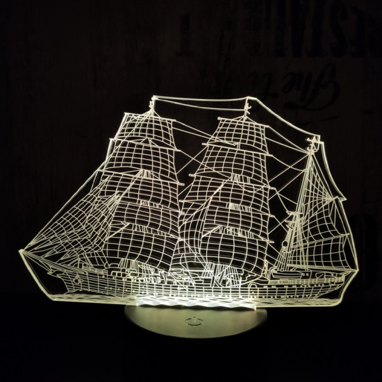 Hajó 7 színű 3D led lámpa