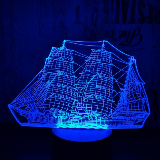 Hajó 7 színű 3D led lámpa