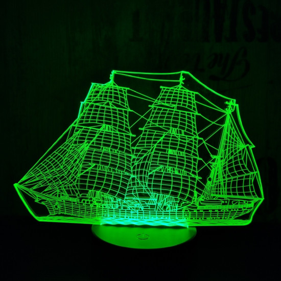 Hajó 7 színű 3D led lámpa