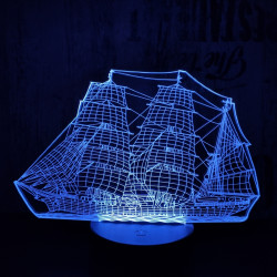 Hajó 7 színű 3D led lámpa