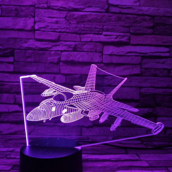 Vadász repülő 7 színű 3D led lámpa