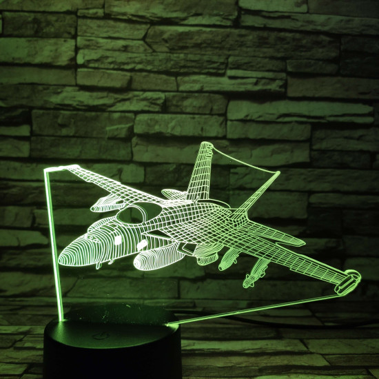 Vadász repülő 7 színű 3D led lámpa