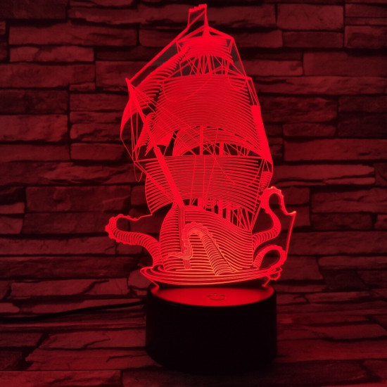 Gálya 7 színű 3D led lámpa