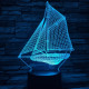 Vitorlás hajó 7 színű 3D led lámpa
