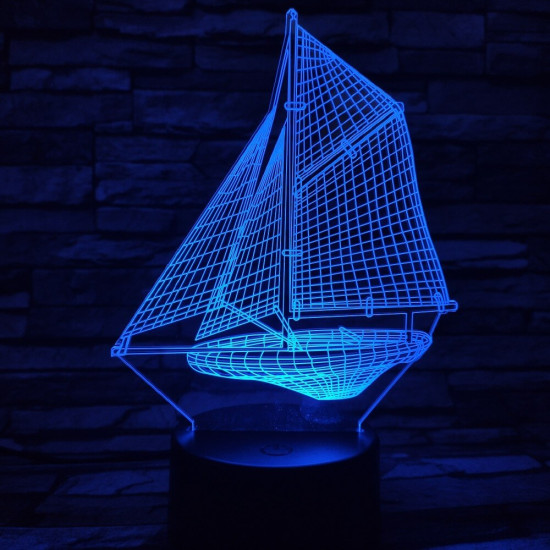 Vitorlás hajó 7 színű 3D led lámpa