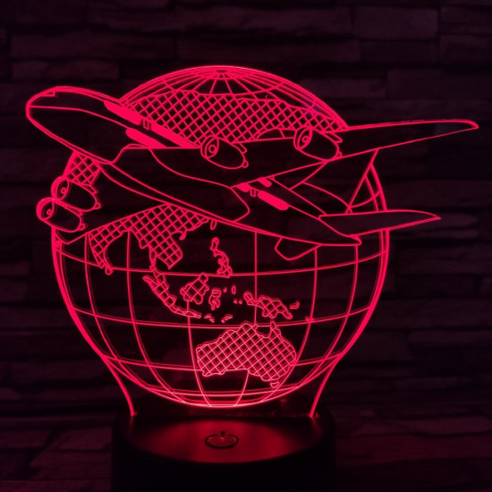 Repülő a föld körül 7 színű 3D led lámpa