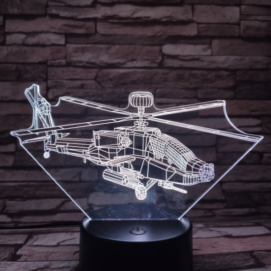 Helikopter 7 színű 3D led lámpa