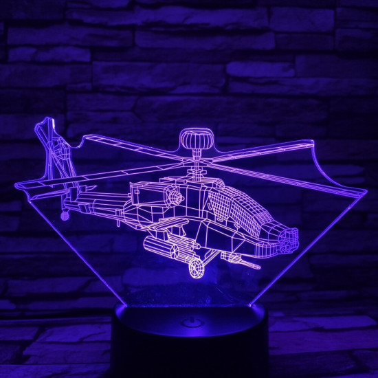 Helikopter 7 színű 3D led lámpa