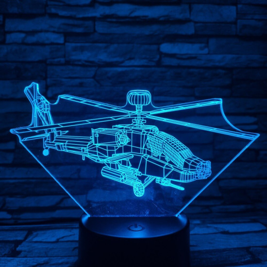 Helikopter 7 színű 3D led lámpa