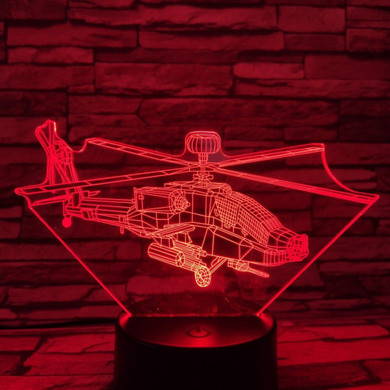 Helikopter 7 színű 3D led lámpa