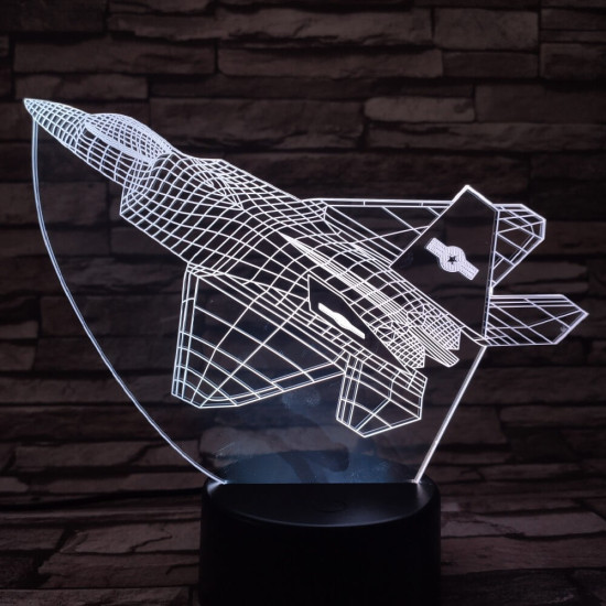 Vadász repülőgép  7 színű 3D led lámpa