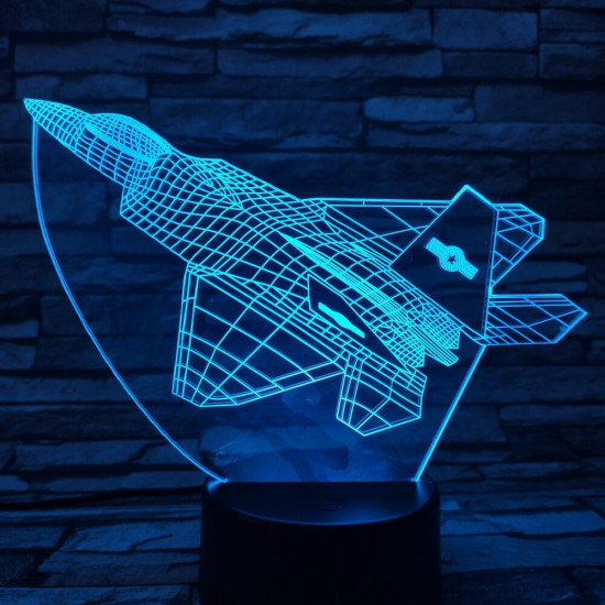 Vadász repülőgép  7 színű 3D led lámpa