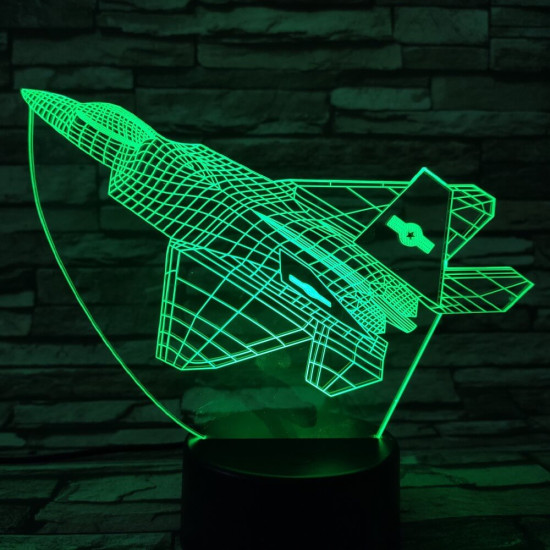 Vadász repülőgép  7 színű 3D led lámpa