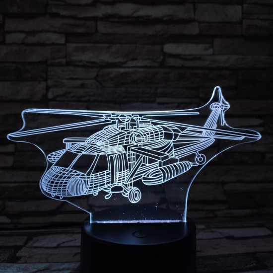 Helikopter UH-66L 7 színű 3D led lámpa