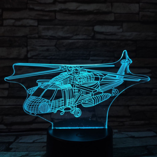 Helikopter UH-66L 7 színű 3D led lámpa