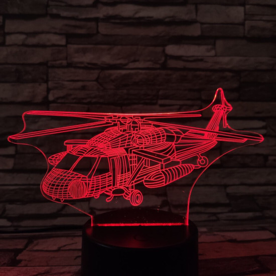 Helikopter UH-66L 7 színű 3D led lámpa