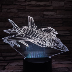 Vadászgép 7 színű 3D led lámpa