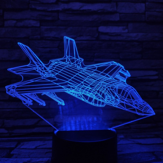 Vadászgép 7 színű 3D led lámpa