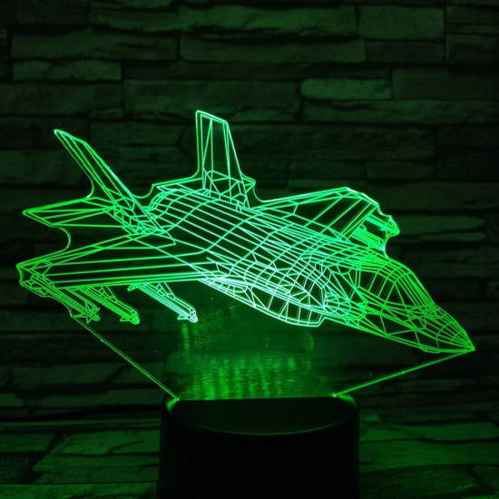 Vadászgép 7 színű 3D led lámpa