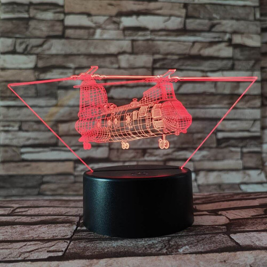 Helikopter dupla motor 7 színű 3D led lámpa