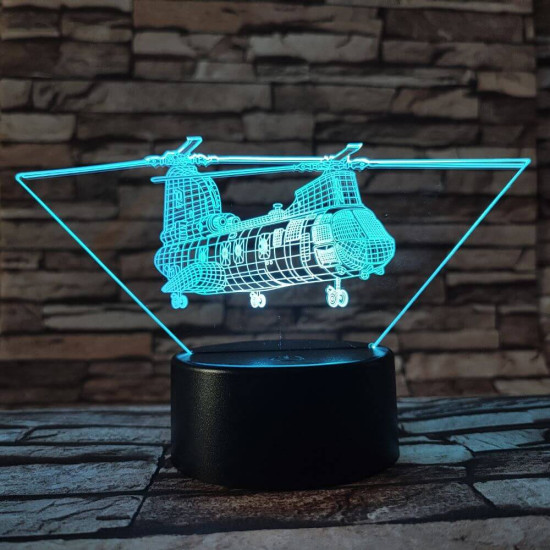 Helikopter dupla motor 7 színű 3D led lámpa