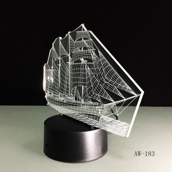 Vitorlás Hajó 7 színű 3D led lámpa