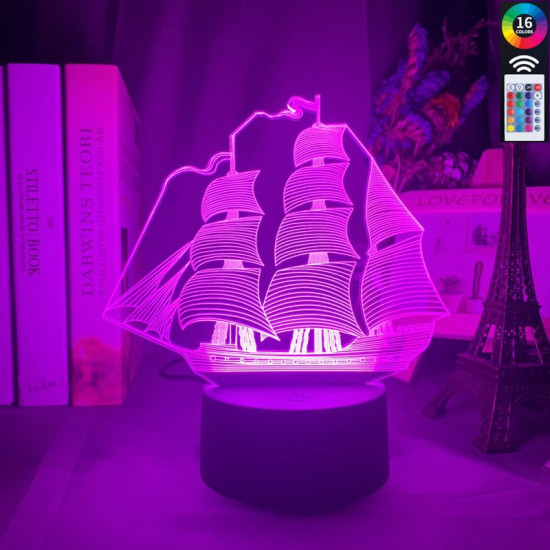 Vitorlás Hajó 3 3D led lámpa