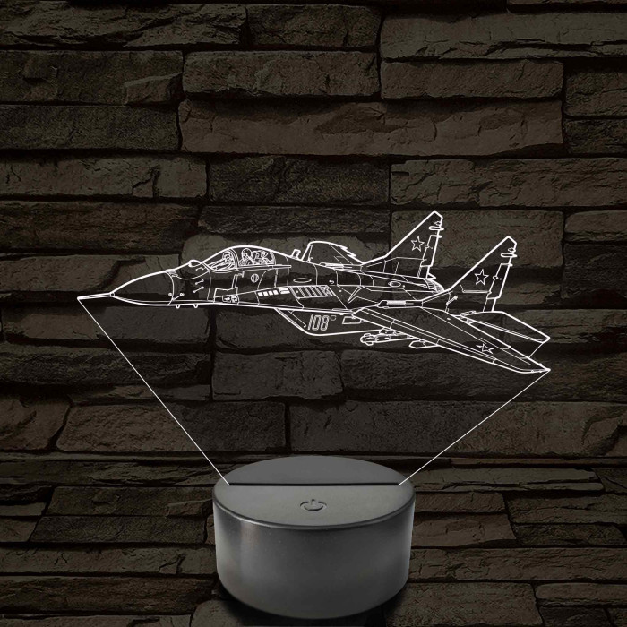 MiG–29 vadászgépes lámpa – 7 színű, színváltós LED lámpa