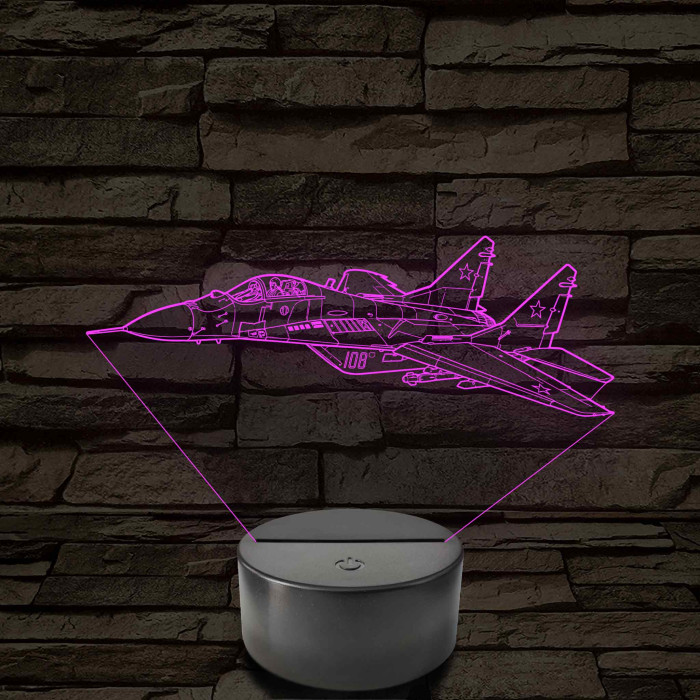 MiG–29 vadászgépes lámpa – 7 színű, színváltós LED lámpa