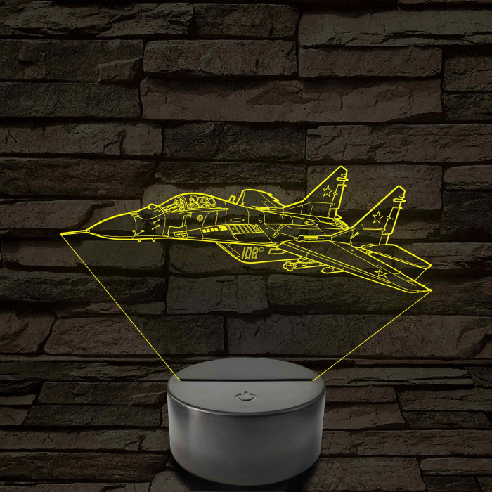MiG–29 vadászgépes lámpa – 7 színű, színváltós LED lámpa