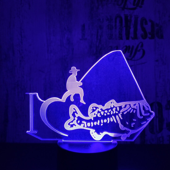 Horgász nagy hal 7 színű 3D led lámpa