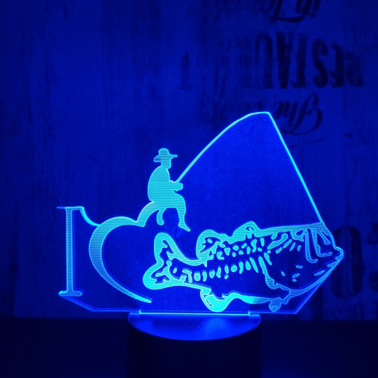 Horgász nagy hal 7 színű 3D led lámpa