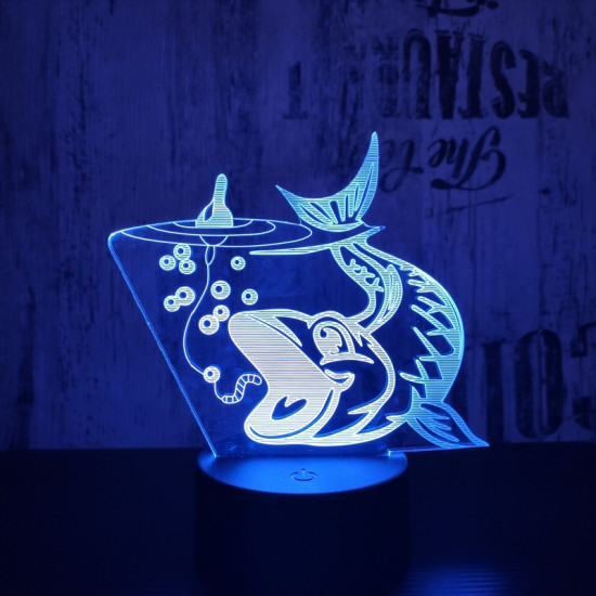 Nagy hal  7 színű 3D led lámpa