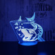Nagy hal  7 színű 3D led lámpa